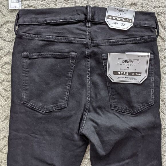 NWT DENIM GOLD black high rise distressed jeans size 28x32 - Picture 2 of 13